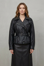 Oversized Faux Leather Sculpted Modern Jacket