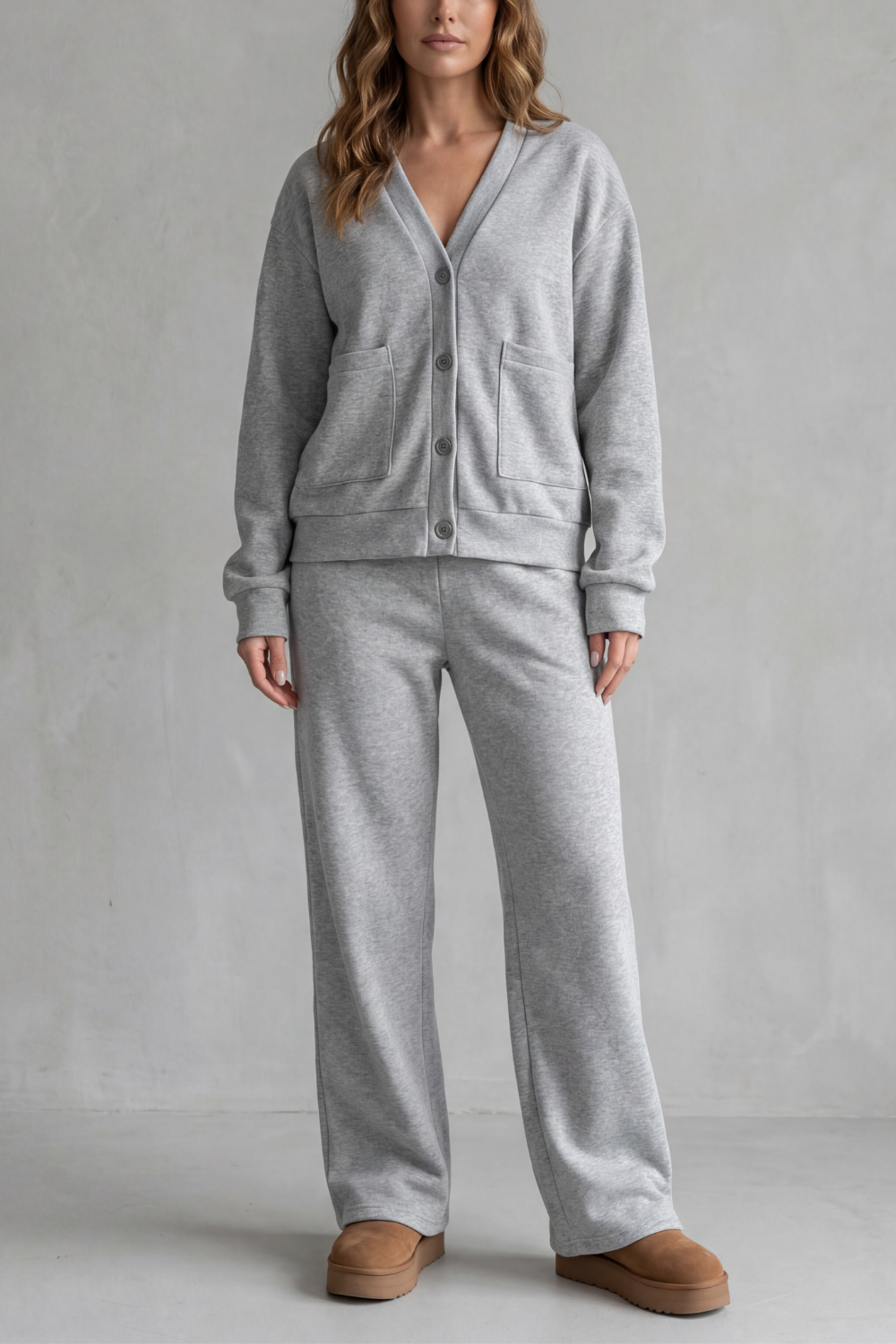 V Neck Wide-Leg Lounge Set