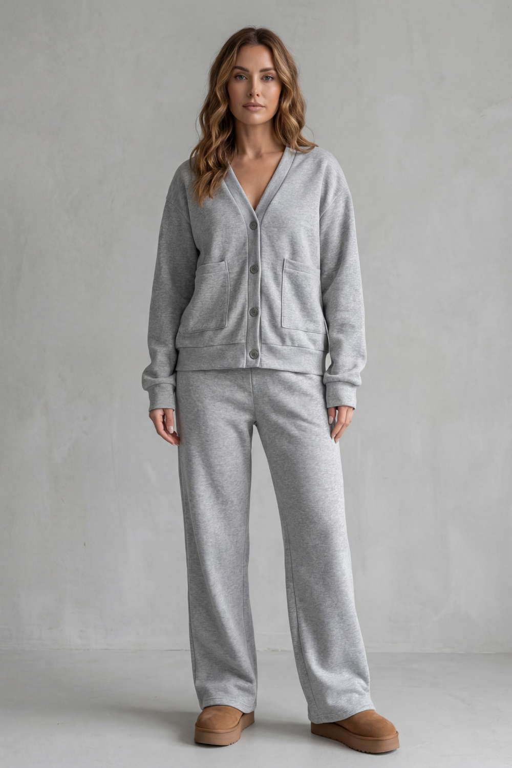 V Neck Wide-Leg Lounge Set