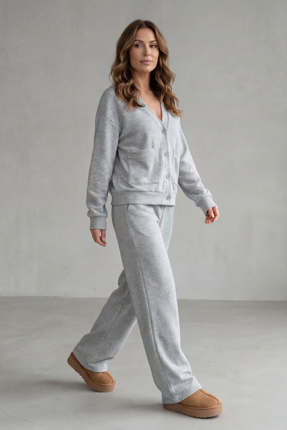 V Neck Wide-Leg Lounge Set
