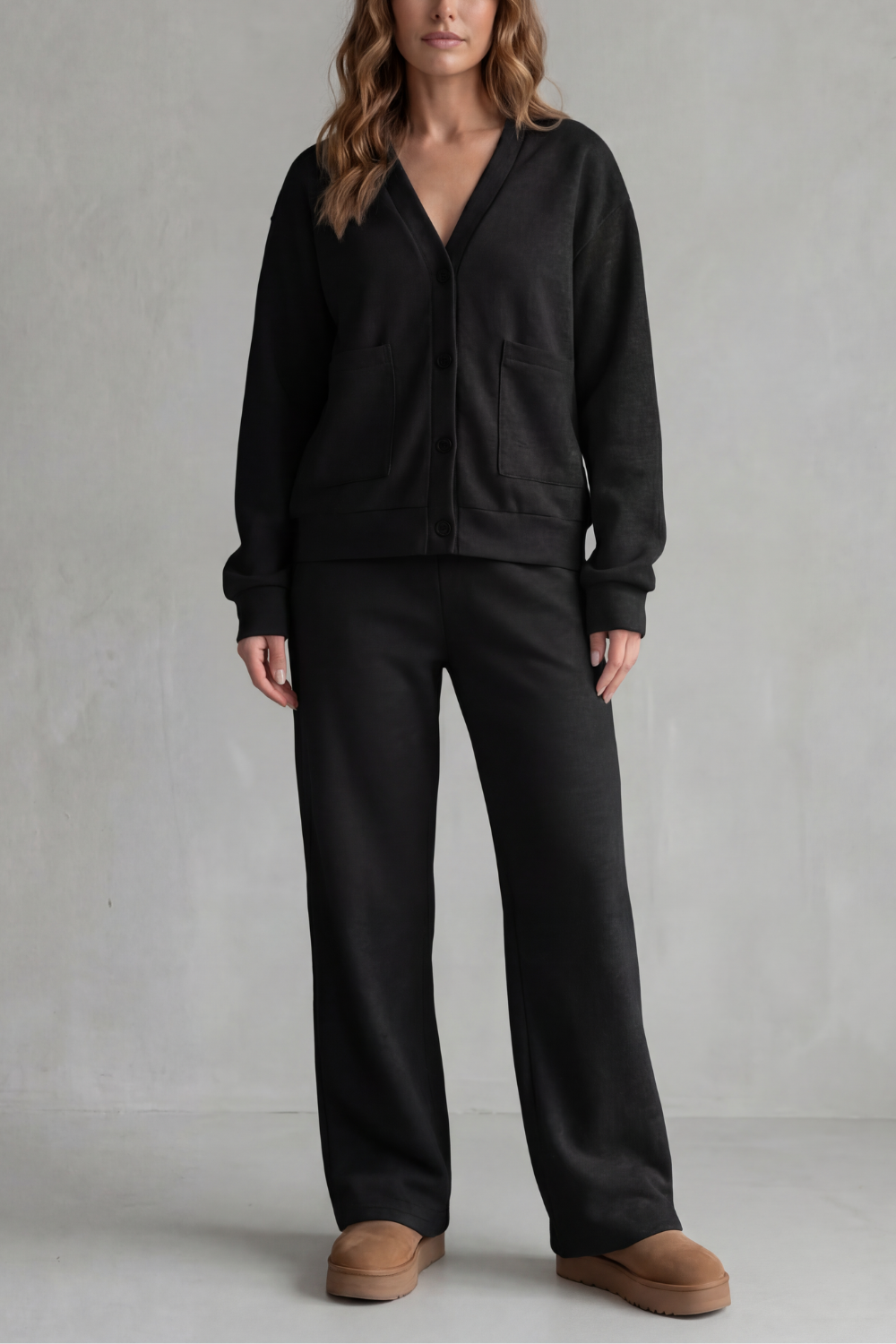 V Neck Wide-Leg Lounge Set