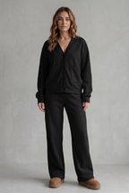 V Neck Wide-Leg Lounge Set