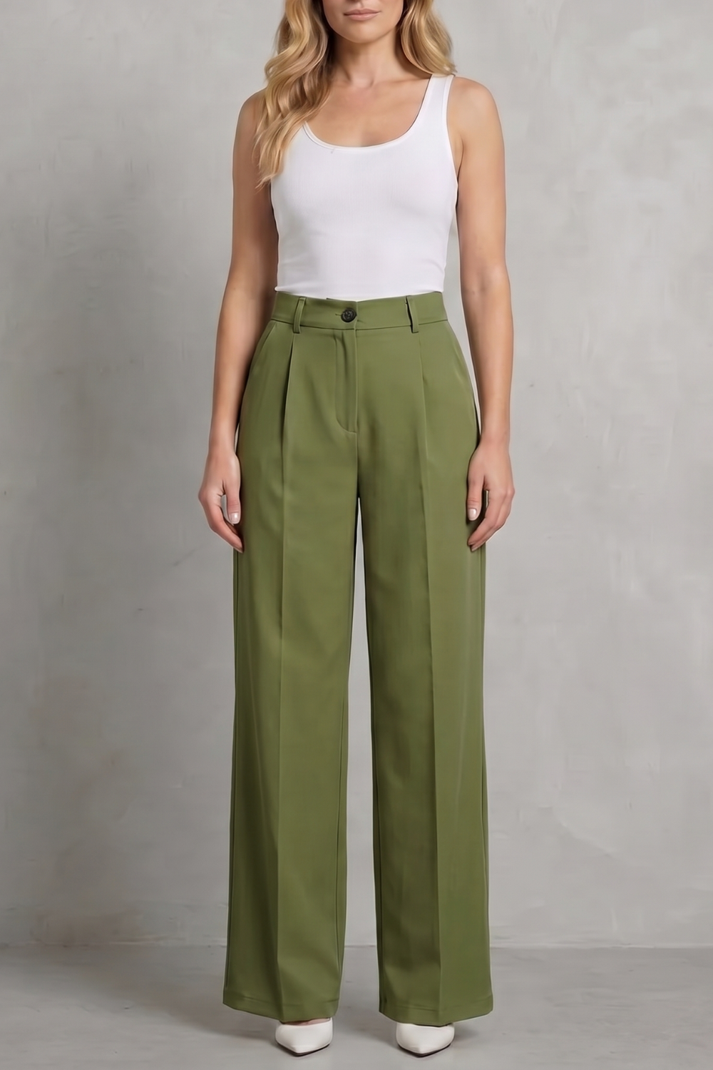 High-Waist Straight-Leg Trousers