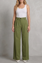 High-Waist Straight-Leg Trousers