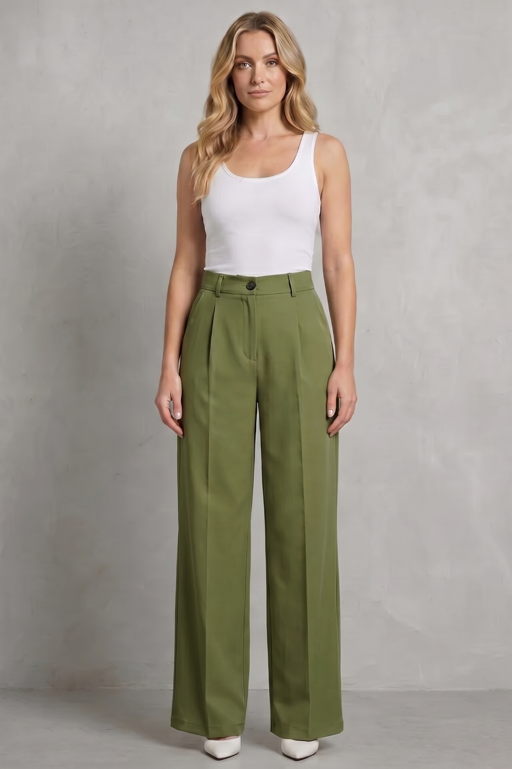 High-Waist Straight-Leg Trousers
