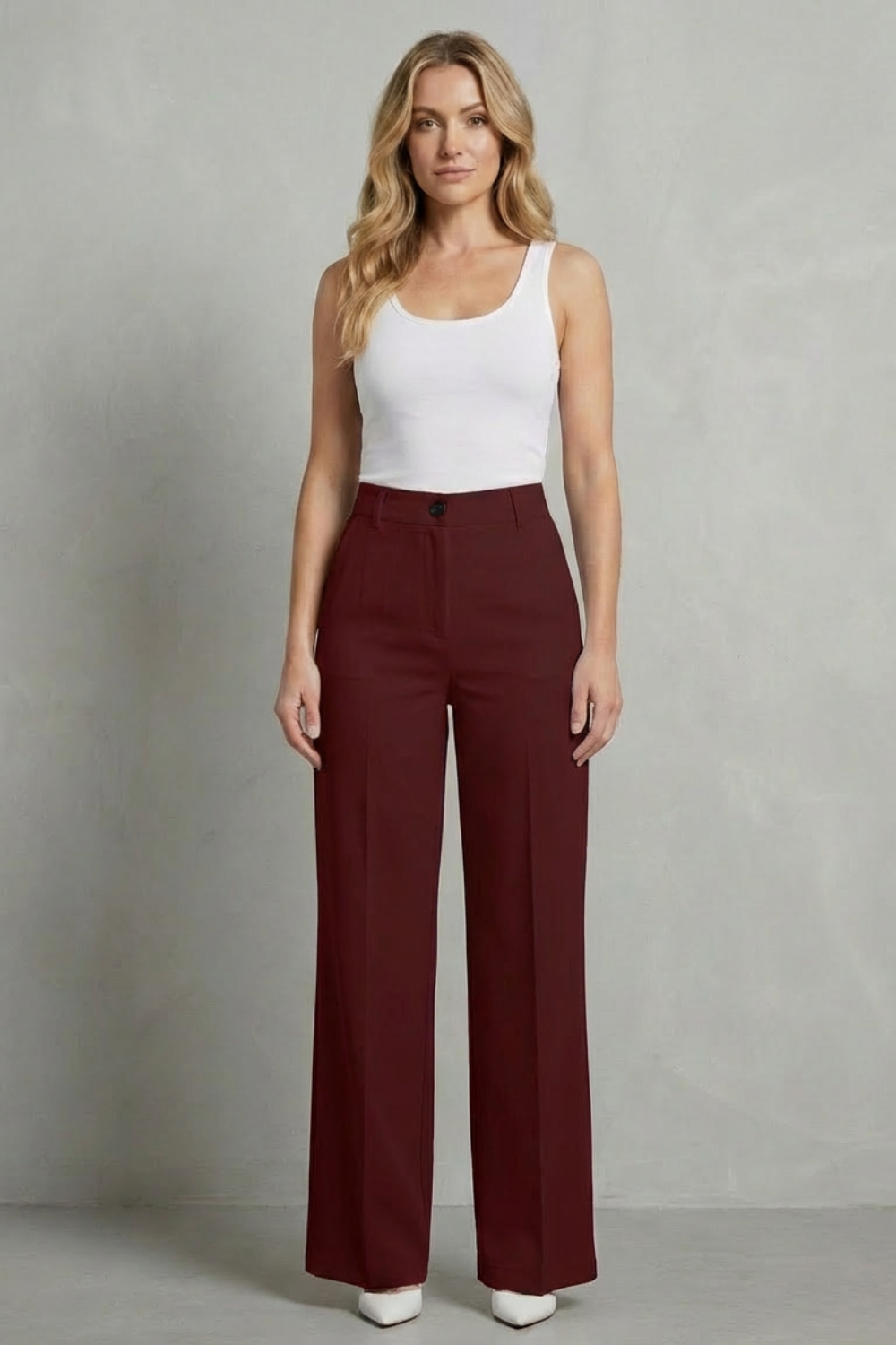 High-Waist Straight-Leg Trousers