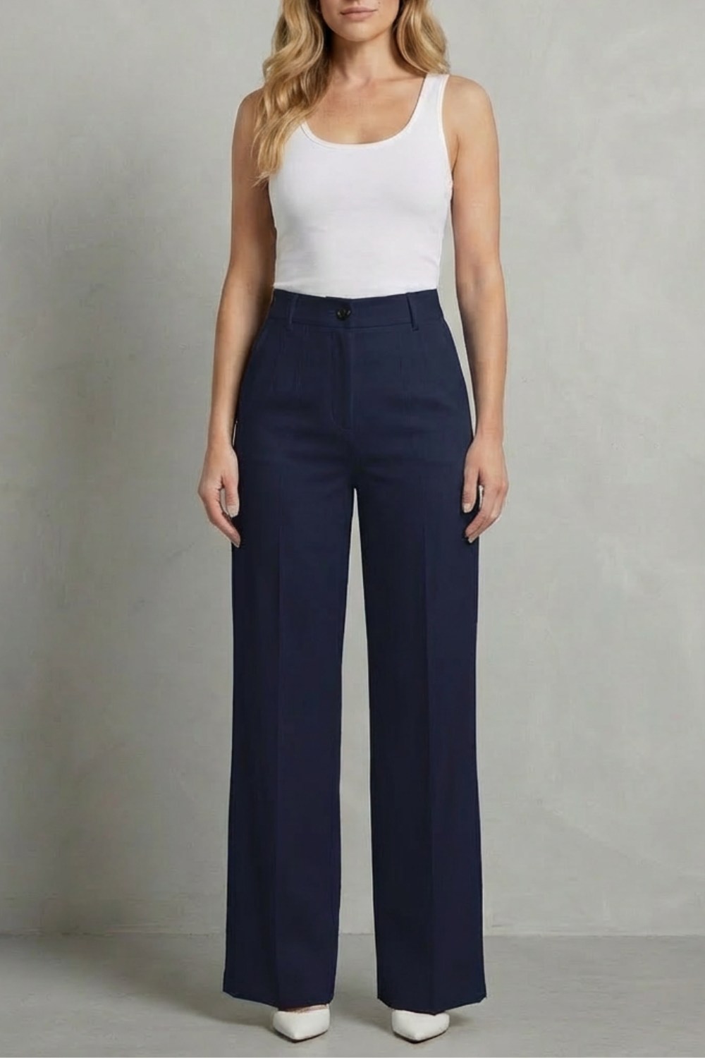 High-Waist Straight-Leg Trousers
