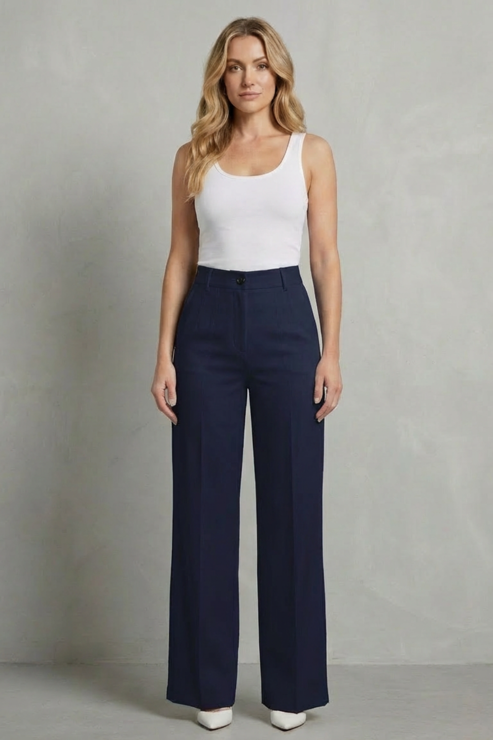 High-Waist Straight-Leg Trousers