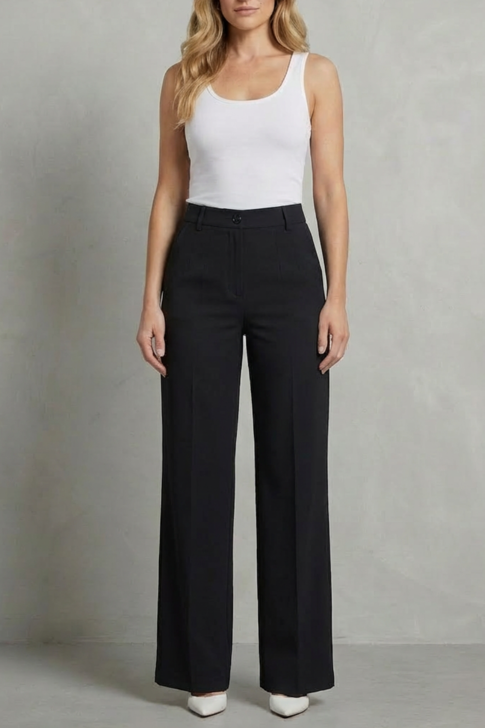 High-Waist Straight-Leg Trousers