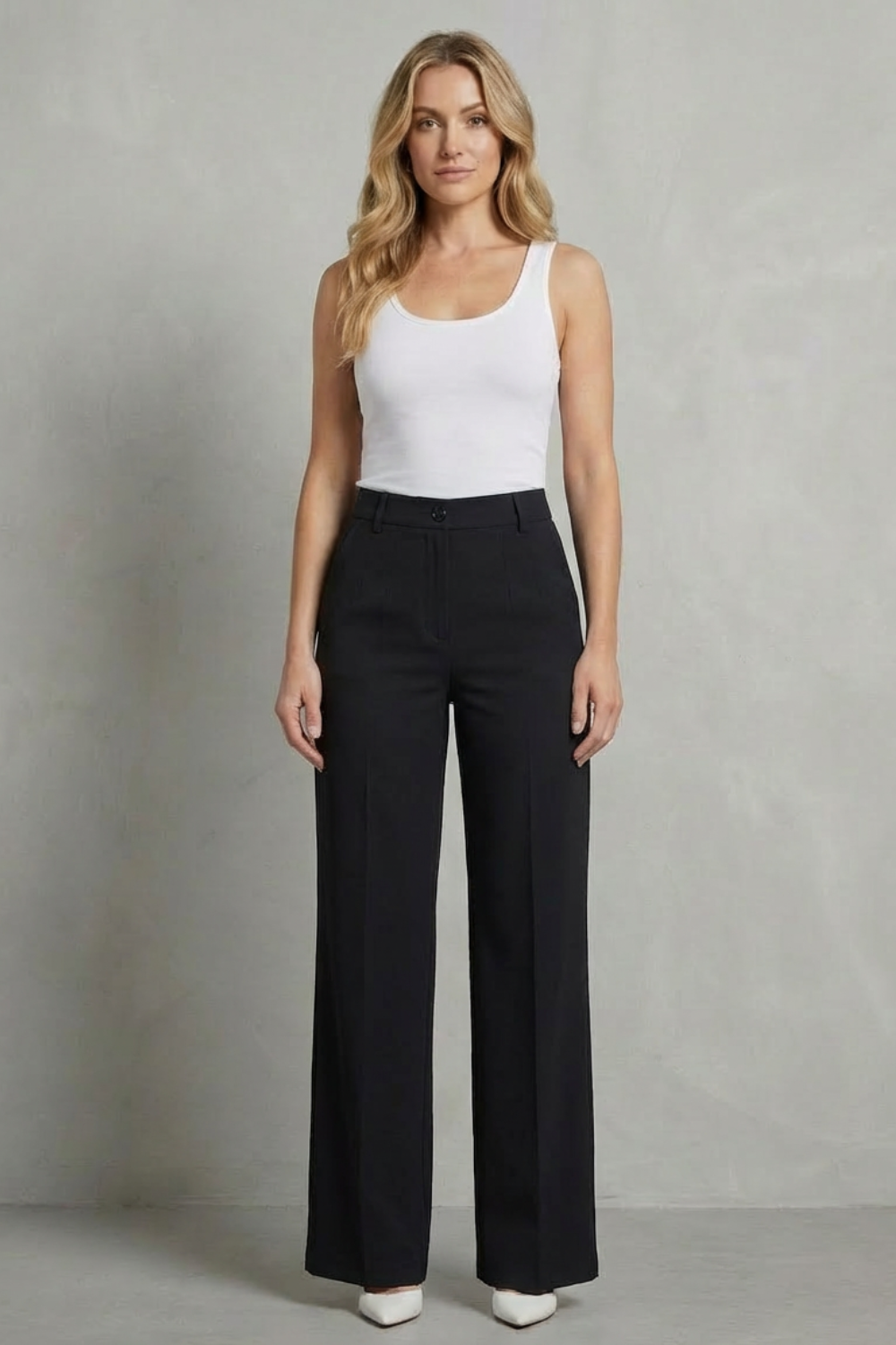 High-Waist Straight-Leg Trousers