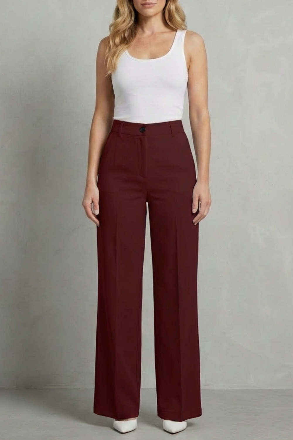 High-Waist Straight-Leg Trousers