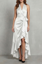 Halter Satin Evening Maxi Dress