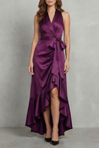 Halter Satin Evening Maxi Dress