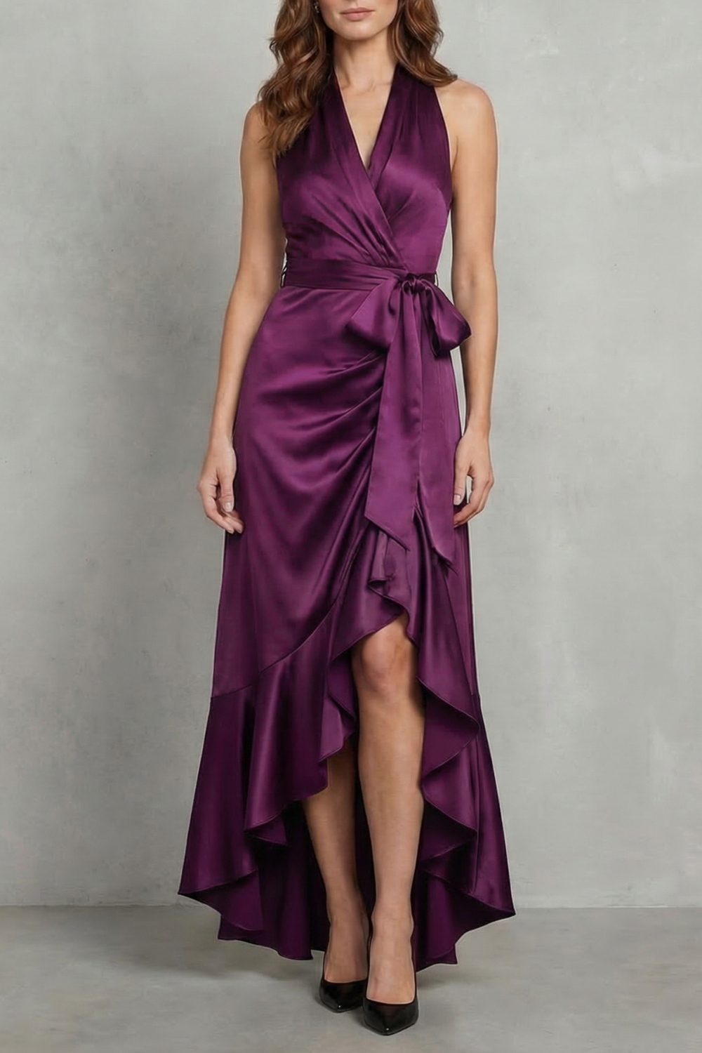 Halter Satin Evening Maxi Dress