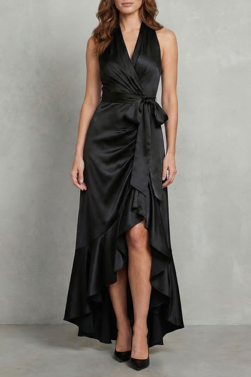 Halter Satin Evening Maxi Dress