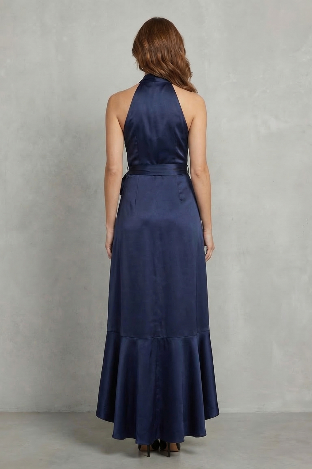 Halter Satin Evening Maxi Dress