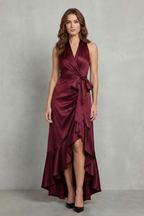 Halter Satin Evening Maxi Dress