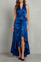 Halter Satin Evening Maxi Dress