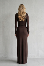Long Sleeve High Slit Maxi Dress
