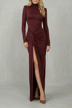 Long Sleeve High Slit Maxi Dress