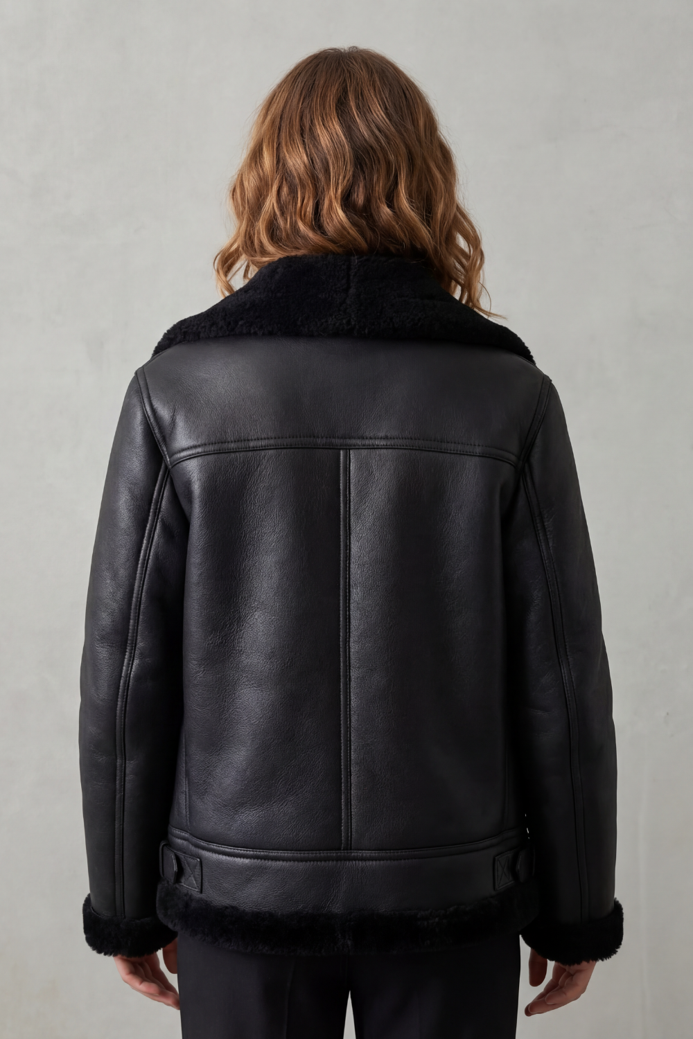 Zip Shearling Biker Jacket