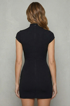 High Neck Zip Bodycon Mini Dress