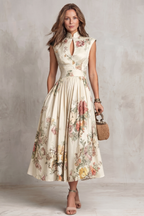 Floral Keyhole Midi Dress