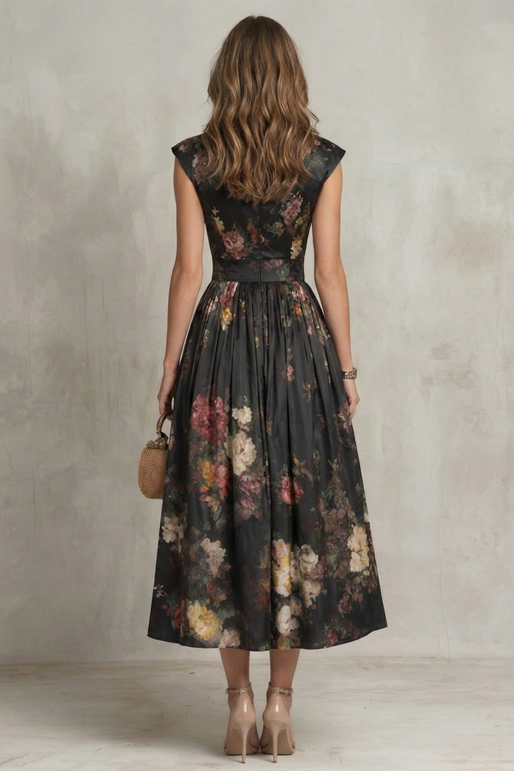 Floral Keyhole Midi Dress