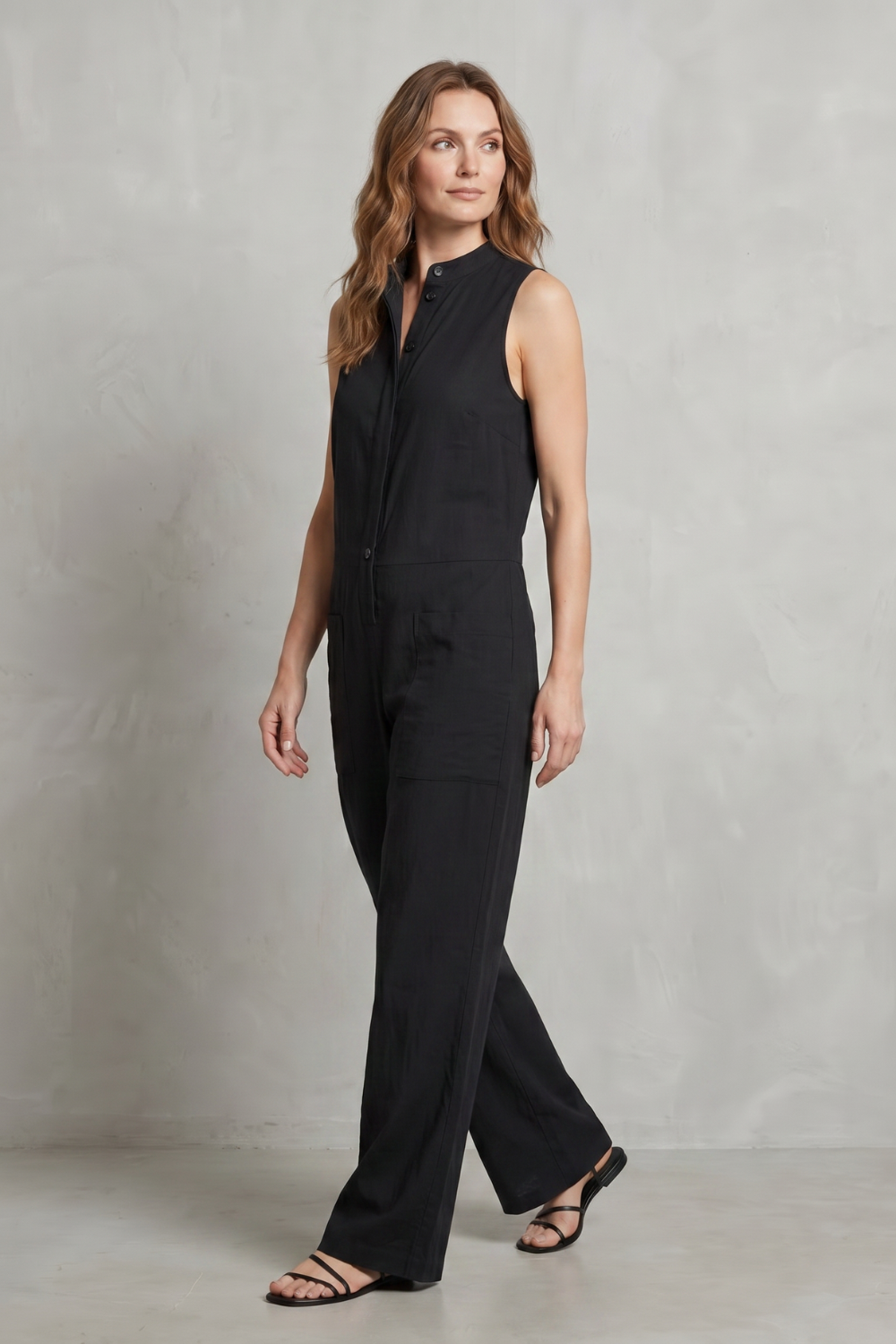 Relaxed Sleeveless Wide-Leg Jumpsuit