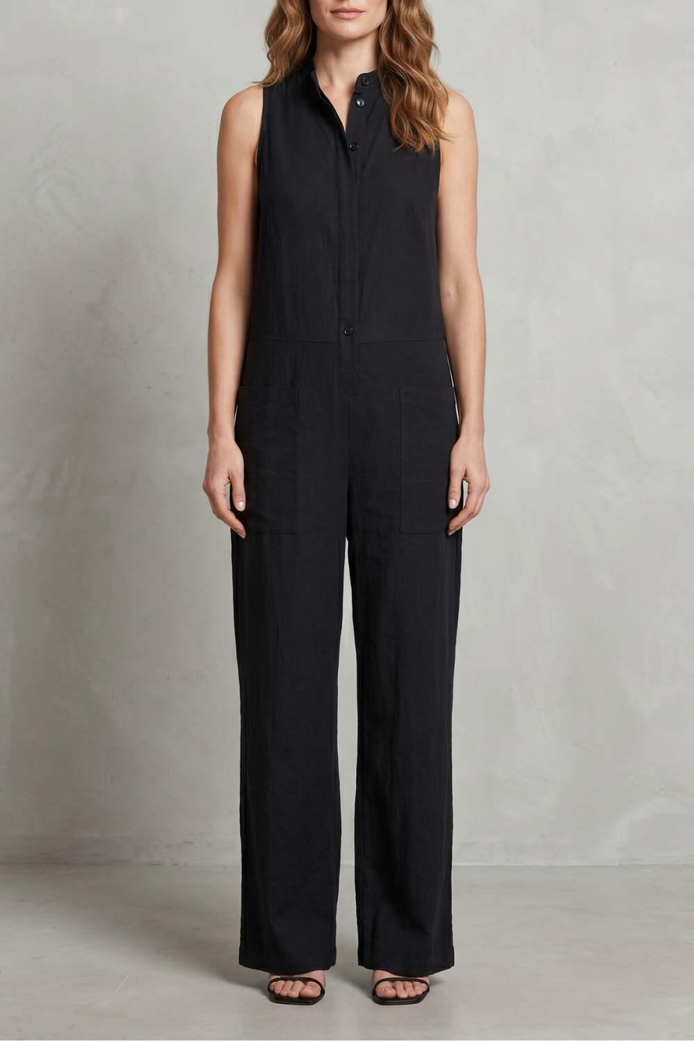 Relaxed Sleeveless Wide-Leg Jumpsuit