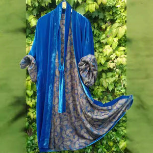 Satin Floral Cardigan Pyjama Set Waist Belt