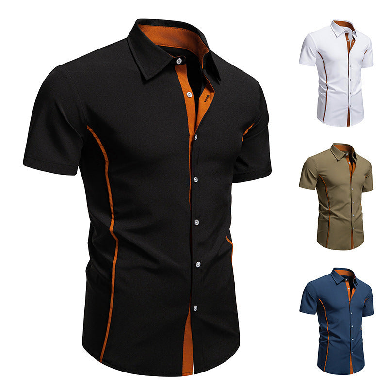 Mens Short Sleeve Shirt Modern Cut Cotton Casual