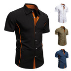 Mens Short Sleeve Shirt Modern Cut Cotton Casual