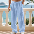 Mens Casual Linen Trousers Breathable Relaxed Fit