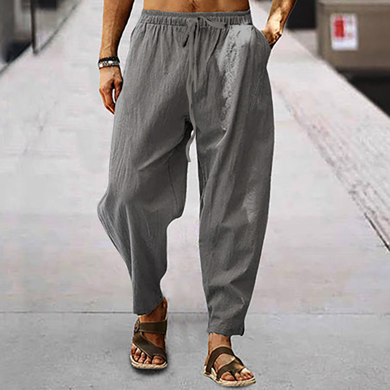 Mens Lightweight Summer Trousers Loose Breathable