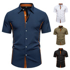 Mens Short Sleeve Shirt Modern Cut Cotton Casual