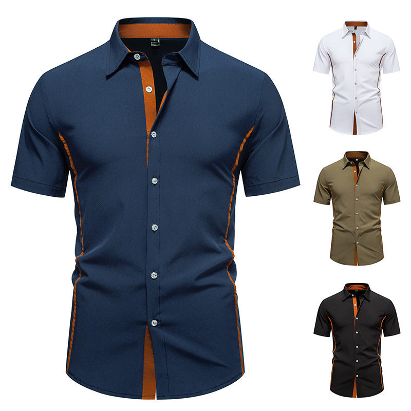 Mens Short Sleeve Shirt Modern Cut Cotton Casual