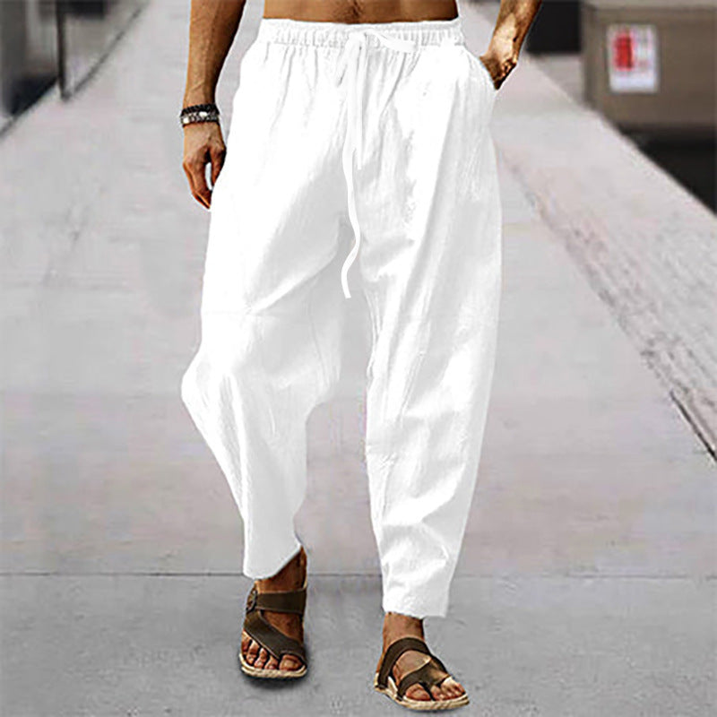Mens Lightweight Summer Trousers Loose Breathable