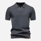 Mens Knit Polo Shirt V-Neck Short Sleeve