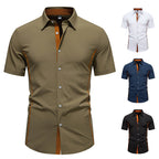 Mens Short Sleeve Shirt Modern Cut Cotton Casual