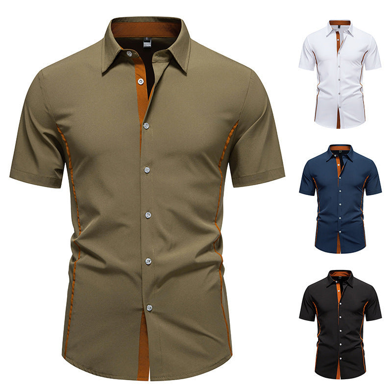 Mens Short Sleeve Shirt Modern Cut Cotton Casual