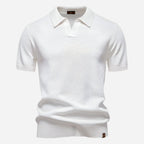 Mens Knit Polo Shirt V-Neck Short Sleeve