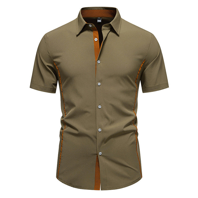 Mens Short Sleeve Shirt Modern Cut Cotton Casual