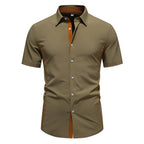 Mens Short Sleeve Shirt Modern Cut Cotton Casual