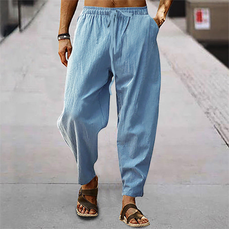 Mens Lightweight Summer Trousers Loose Breathable