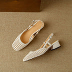 Slingback Sandals Braided Woven Block Heel Elegant