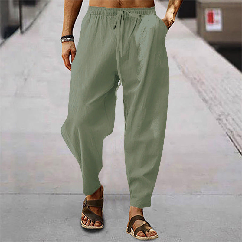 Mens Lightweight Summer Trousers Loose Breathable