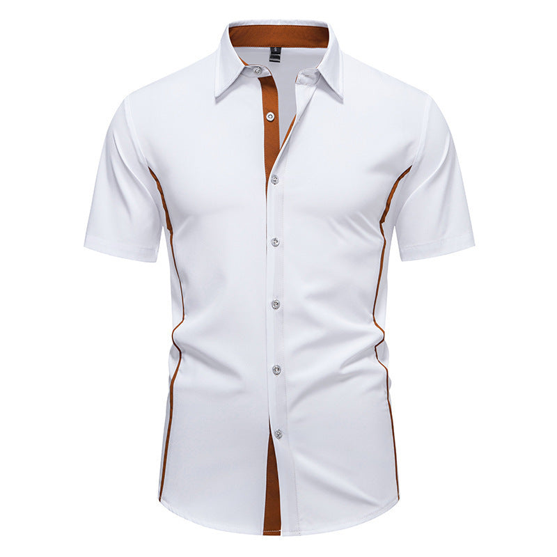 Mens Short Sleeve Shirt Modern Cut Cotton Casual
