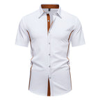 Mens Short Sleeve Shirt Modern Cut Cotton Casual