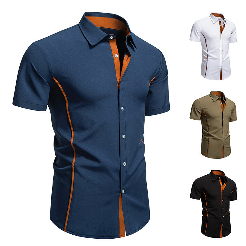 Mens Short Sleeve Shirt Modern Cut Cotton Casual